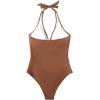 imageSUUKSESS Women Sexy Tummy Control One Piece Swimsuits Halter Push Up Bathing Suits1 Brown