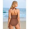 imageSUUKSESS Women Sexy Tummy Control One Piece Swimsuits Halter Push Up Bathing Suits1 Brown