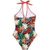 imageSUUKSESS Women Sexy Tummy Control One Piece Swimsuits Halter Push Up Bathing Suits1 Coral Pink Leaf