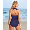 imageSUUKSESS Women Sexy Tummy Control One Piece Swimsuits Halter Push Up Bathing Suits1 Dark Blue