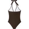 imageSUUKSESS Women Sexy Tummy Control One Piece Swimsuits Halter Push Up Bathing Suits1 Dark Brown