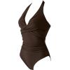imageSUUKSESS Women Sexy Tummy Control One Piece Swimsuits Halter Push Up Bathing Suits1 Dark Brown