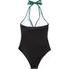 imageSUUKSESS Women Sexy Tummy Control One Piece Swimsuits Halter Push Up Bathing Suits1 Deep Green Black