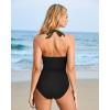imageSUUKSESS Women Sexy Tummy Control One Piece Swimsuits Halter Push Up Bathing Suits1 Green Black