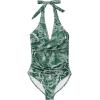 imageSUUKSESS Women Sexy Tummy Control One Piece Swimsuits Halter Push Up Bathing Suits1 Green Floral