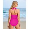imageSUUKSESS Women Sexy Tummy Control One Piece Swimsuits Halter Push Up Bathing Suits1 Hot Pink