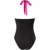 imageSUUKSESS Women Sexy Tummy Control One Piece Swimsuits Halter Push Up Bathing Suits1 Hot Pink Black