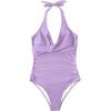 imageSUUKSESS Women Sexy Tummy Control One Piece Swimsuits Halter Push Up Bathing Suits1 Light Purple