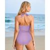 imageSUUKSESS Women Sexy Tummy Control One Piece Swimsuits Halter Push Up Bathing Suits1 Light Purple