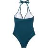imageSUUKSESS Women Sexy Tummy Control One Piece Swimsuits Halter Push Up Bathing Suits1 Navy Blue