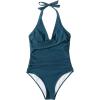 imageSUUKSESS Women Sexy Tummy Control One Piece Swimsuits Halter Push Up Bathing Suits1 Navy Blue