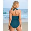 imageSUUKSESS Women Sexy Tummy Control One Piece Swimsuits Halter Push Up Bathing Suits1 Navy Blue