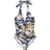 imageSUUKSESS Women Sexy Tummy Control One Piece Swimsuits Halter Push Up Bathing Suits1 Navy Blue Floral