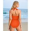 imageSUUKSESS Women Sexy Tummy Control One Piece Swimsuits Halter Push Up Bathing Suits1 Orange