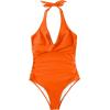 imageSUUKSESS Women Sexy Tummy Control One Piece Swimsuits Halter Push Up Bathing Suits1 Orange