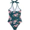 imageSUUKSESS Women Sexy Tummy Control One Piece Swimsuits Halter Push Up Bathing Suits1 Peacock Blue Floral