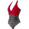 imageSUUKSESS Women Sexy Tummy Control One Piece Swimsuits Halter Push Up Bathing Suits1 Red Leopard