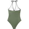 imageSUUKSESS Women Sexy Tummy Control One Piece Swimsuits Halter Push Up Bathing Suits1 Striped Army Green