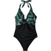 imageSUUKSESS Women Sexy Tummy Control One Piece Swimsuits Halter Push Up Bathing Suits1 Tropical Floral Black