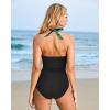imageSUUKSESS Women Sexy Tummy Control One Piece Swimsuits Halter Push Up Bathing Suits1 Tropical Floral Black