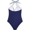 imageSUUKSESS Women Sexy Tummy Control One Piece Swimsuits Halter Push Up Bathing Suits1 White Blue Striped