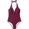 imageSUUKSESS Women Sexy Tummy Control One Piece Swimsuits Halter Push Up Bathing Suits1 Wine Red