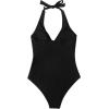 imageSUUKSESS Women Sexy Tummy Control One Piece Swimsuits Halter Push Up Bathing SuitsBlack