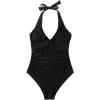 imageSUUKSESS Women Sexy Tummy Control One Piece Swimsuits Halter Push Up Bathing SuitsBlack