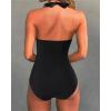 imageSUUKSESS Women Sexy Tummy Control One Piece Swimsuits Halter Push Up Bathing SuitsBlack