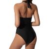 imageSUUKSESS Women Sexy Tummy Control One Piece Swimsuits Halter Push Up Bathing SuitsBlack
