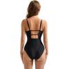 imageSUUKSESS Women Sexy Wrap Push Up One Piece Swimsuit Tummy Control Bathing Suit89 Black