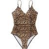 imageSUUKSESS Women Sexy Wrap Push Up One Piece Swimsuit Tummy Control Bathing Suit89 Leopard