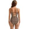 imageSUUKSESS Women Sexy Wrap Push Up One Piece Swimsuit Tummy Control Bathing Suit89 Leopard