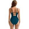imageSUUKSESS Women Sexy Wrap Push Up One Piece Swimsuit Tummy Control Bathing Suit89 Peacock Blue