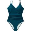 imageSUUKSESS Women Sexy Wrap Push Up One Piece Swimsuit Tummy Control Bathing Suit89 Peacock Blue