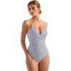 imageSUUKSESS Women Sexy Wrap Push Up One Piece Swimsuit Tummy Control Bathing Suit89 White Black Striped