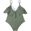 imageSUUKSESS Women Slimming Ruffle One Piece Swimsuits Ruched Tummy Control Bathing Suits1 Army Green