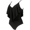 imageSUUKSESS Women Slimming Ruffle One Piece Swimsuits Ruched Tummy Control Bathing Suits1 Black