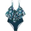 imageSUUKSESS Women Slimming Ruffle One Piece Swimsuits Ruched Tummy Control Bathing Suits1 Blue Floral