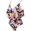 imageSUUKSESS Women Slimming Ruffle One Piece Swimsuits Ruched Tummy Control Bathing Suits1 Colorful Floral Black