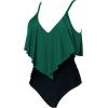 imageSUUKSESS Women Slimming Ruffle One Piece Swimsuits Ruched Tummy Control Bathing Suits1 Deep Green Black