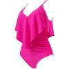 imageSUUKSESS Women Slimming Ruffle One Piece Swimsuits Ruched Tummy Control Bathing Suits1 Hot Pink