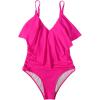 imageSUUKSESS Women Slimming Ruffle One Piece Swimsuits Ruched Tummy Control Bathing Suits1 Hot Pink