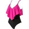 imageSUUKSESS Women Slimming Ruffle One Piece Swimsuits Ruched Tummy Control Bathing Suits1 Hot Pink Black