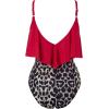 imageSUUKSESS Women Slimming Ruffle One Piece Swimsuits Ruched Tummy Control Bathing Suits1 Red Leopard