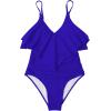 imageSUUKSESS Women Slimming Ruffle One Piece Swimsuits Ruched Tummy Control Bathing Suits1 Royal Blue