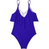 imageSUUKSESS Women Slimming Ruffle One Piece Swimsuits Ruched Tummy Control Bathing Suits1 Royal Blue