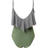 imageSUUKSESS Women Slimming Ruffle One Piece Swimsuits Ruched Tummy Control Bathing Suits1 Striped Army Green