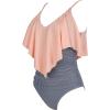 imageSUUKSESS Women Slimming Ruffle One Piece Swimsuits Ruched Tummy Control Bathing Suits1 Striped Pink