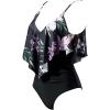 imageSUUKSESS Women Slimming Ruffle One Piece Swimsuits Ruched Tummy Control Bathing Suits1 Tropical Floral Black
